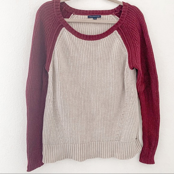 American Eagle Outfitters Sweaters - American Eagle Knit Sweater Burgundy and Creme